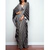 imageBsubseach Women Ethnic Print Kaftan Beach Dress Plus Size Swimsuit Cover UpBlack White Stripe
