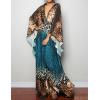 imageBsubseach Women Ethnic Print Kaftan Beach Dress Plus Size Swimsuit Cover UpBlue Coffee Leopard