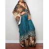 imageBsubseach Women Ethnic Print Kaftan Beach Dress Plus Size Swimsuit Cover UpBlue Coffee Leopard