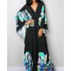 imageBsubseach Women Ethnic Print Kaftan Beach Dress Plus Size Swimsuit Cover UpBlue Peony