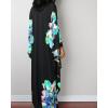 imageBsubseach Women Ethnic Print Kaftan Beach Dress Plus Size Swimsuit Cover UpBlue Peony