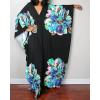 imageBsubseach Women Ethnic Print Kaftan Beach Dress Plus Size Swimsuit Cover UpBlue Peony