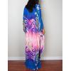 imageBsubseach Women Ethnic Print Kaftan Beach Dress Plus Size Swimsuit Cover UpBlue Pink Floral