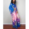 imageBsubseach Women Ethnic Print Kaftan Beach Dress Plus Size Swimsuit Cover UpBlue Pink Floral
