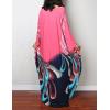 imageBsubseach Women Ethnic Print Kaftan Beach Dress Plus Size Swimsuit Cover UpBlue Pink Flower