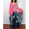 imageBsubseach Women Ethnic Print Kaftan Beach Dress Plus Size Swimsuit Cover UpBlue Pink Flower
