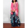 imageBsubseach Women Ethnic Print Kaftan Beach Dress Plus Size Swimsuit Cover UpBlue Pink Flower