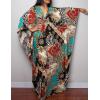 imageBsubseach Women Ethnic Print Kaftan Beach Dress Plus Size Swimsuit Cover UpBlue Red Chain