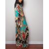 imageBsubseach Women Ethnic Print Kaftan Beach Dress Plus Size Swimsuit Cover UpBlue Red Chain