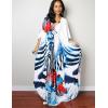 imageBsubseach Women Ethnic Print Kaftan Beach Dress Plus Size Swimsuit Cover UpBlue Red Floral