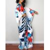 imageBsubseach Women Ethnic Print Kaftan Beach Dress Plus Size Swimsuit Cover UpBlue Red Floral