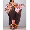 imageBsubseach Women Ethnic Print Kaftan Beach Dress Plus Size Swimsuit Cover UpBrown Flower