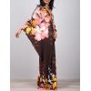 imageBsubseach Women Ethnic Print Kaftan Beach Dress Plus Size Swimsuit Cover UpBrown Flower
