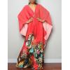 imageBsubseach Women Ethnic Print Kaftan Beach Dress Plus Size Swimsuit Cover UpButterfly Red