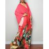 imageBsubseach Women Ethnic Print Kaftan Beach Dress Plus Size Swimsuit Cover UpButterfly Red