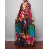 imageBsubseach Women Ethnic Print Kaftan Beach Dress Plus Size Swimsuit Cover UpColorful Floral