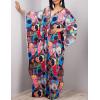 imageBsubseach Women Ethnic Print Kaftan Beach Dress Plus Size Swimsuit Cover UpColorful Painted