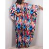 imageBsubseach Women Ethnic Print Kaftan Beach Dress Plus Size Swimsuit Cover UpColorful Painted