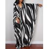 imageBsubseach Women Ethnic Print Kaftan Beach Dress Plus Size Swimsuit Cover UpDotted Zebra