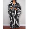 imageBsubseach Women Ethnic Print Kaftan Beach Dress Plus Size Swimsuit Cover UpDotted Zebra