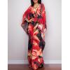 imageBsubseach Women Ethnic Print Kaftan Beach Dress Plus Size Swimsuit Cover UpFlower Print