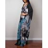 imageBsubseach Women Ethnic Print Kaftan Beach Dress Plus Size Swimsuit Cover UpGrey Blue Print