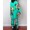 imageBsubseach Women Ethnic Print Kaftan Beach Dress Plus Size Swimsuit Cover UpLake Green Floral