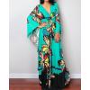 imageBsubseach Women Ethnic Print Kaftan Beach Dress Plus Size Swimsuit Cover UpLake Green Floral