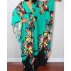 imageBsubseach Women Ethnic Print Kaftan Beach Dress Plus Size Swimsuit Cover UpLake Green Floral