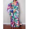 imageBsubseach Women Ethnic Print Kaftan Beach Dress Plus Size Swimsuit Cover UpMulticolor Floral
