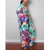 imageBsubseach Women Ethnic Print Kaftan Beach Dress Plus Size Swimsuit Cover UpMulticolor Floral