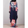 imageBsubseach Women Ethnic Print Kaftan Beach Dress Plus Size Swimsuit Cover UpNavy Flower