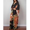 imageBsubseach Women Ethnic Print Kaftan Beach Dress Plus Size Swimsuit Cover UpOrange Green Flower