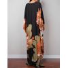 imageBsubseach Women Ethnic Print Kaftan Beach Dress Plus Size Swimsuit Cover UpOrange Green Flower