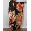 imageBsubseach Women Ethnic Print Kaftan Beach Dress Plus Size Swimsuit Cover UpOrange Green Flower