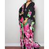 imageBsubseach Women Ethnic Print Kaftan Beach Dress Plus Size Swimsuit Cover UpPink Peony