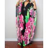 imageBsubseach Women Ethnic Print Kaftan Beach Dress Plus Size Swimsuit Cover UpPink Peony