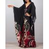 imageBsubseach Women Ethnic Print Kaftan Beach Dress Plus Size Swimsuit Cover UpRed Striped