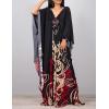 imageBsubseach Women Ethnic Print Kaftan Beach Dress Plus Size Swimsuit Cover UpRed Striped