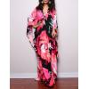 imageBsubseach Women Ethnic Print Kaftan Beach Dress Plus Size Swimsuit Cover UpRose Red Floral