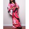 imageBsubseach Women Ethnic Print Kaftan Beach Dress Plus Size Swimsuit Cover UpRose Red Floral
