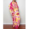 imageBsubseach Women Ethnic Print Kaftan Beach Dress Plus Size Swimsuit Cover UpRose Red Yellow