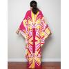 imageBsubseach Women Ethnic Print Kaftan Beach Dress Plus Size Swimsuit Cover UpRose Red Yellow