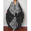 imageBsubseach Women Ethnic Print Kaftan Beach Dress Plus Size Swimsuit Cover UpWhite Striped