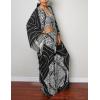 imageBsubseach Women Ethnic Print Kaftan Beach Dress Plus Size Swimsuit Cover UpWhite Striped