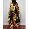 imageBsubseach Women Ethnic Print Kaftan Beach Dress Plus Size Swimsuit Cover UpYellow Floral