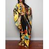 imageBsubseach Women Ethnic Print Kaftan Beach Dress Plus Size Swimsuit Cover UpYellow Floral
