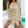 imageBsubseach Women Swimsuit Crochet Swim Cover Up Summer Bathing Suit Swimwear Knit Pullover Beach DressApricot