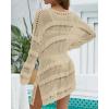 imageBsubseach Women Swimsuit Crochet Swim Cover Up Summer Bathing Suit Swimwear Knit Pullover Beach DressApricot