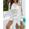imageBsubseach Women Swimsuit Crochet Swim Cover Up Summer Bathing Suit Swimwear Knit Pullover Beach DressWhite